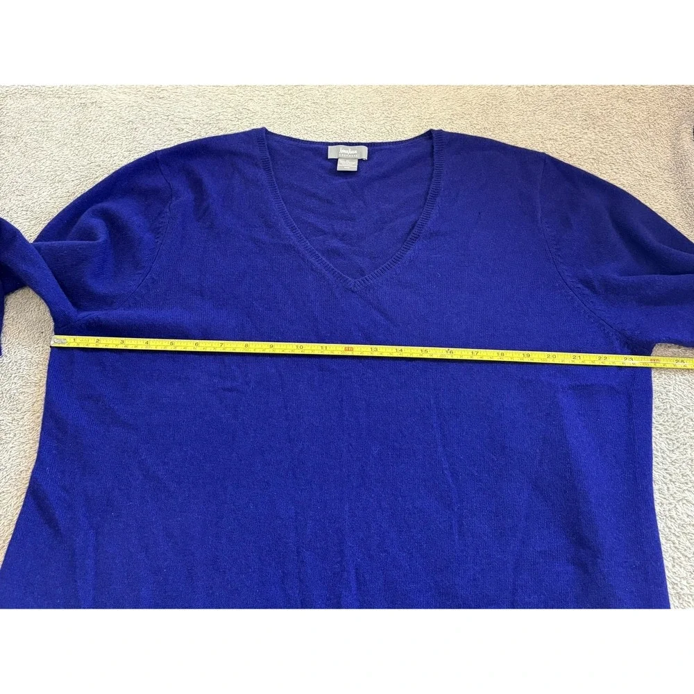 Neiman Marcus Cashmere Sweater Womens 2X Royal Blue V-Neck 3/4 Sleeve Pullover - Picture 6 of 13